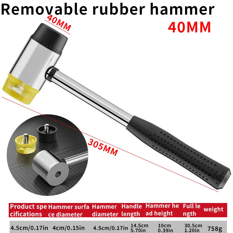 Dual Head Rubber Mallet with Insulated Detachable Handle – Soft Hammer for DIY
