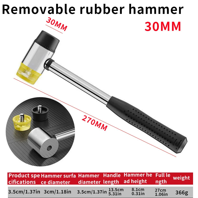 Dual Head Rubber Mallet with Insulated Detachable Handle – Soft Hammer for DIY