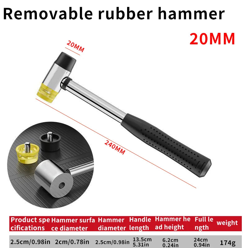 Dual Head Rubber Mallet with Insulated Detachable Handle – Soft Hammer for DIY
