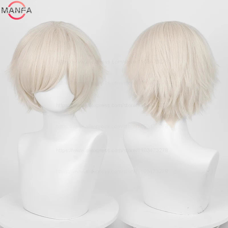 Short Straight Anime Cosplay Wig – 30cm Heat Resistant Synthetic Hair in Solid & Mixed Colors for Men and Women