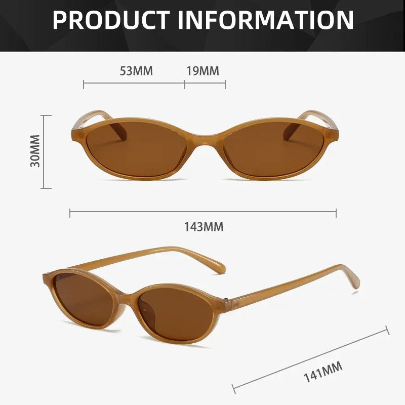 Retro Oval Cat Eye Sunglasses for Women, Y2K Trendy Narrow 90s Designer Shades