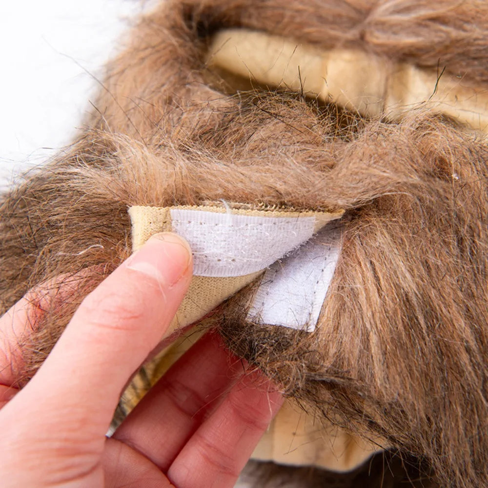 Fluffy Lion Mane Pet Headpiece – Cat Dog Halloween Cosplay Photo Prop