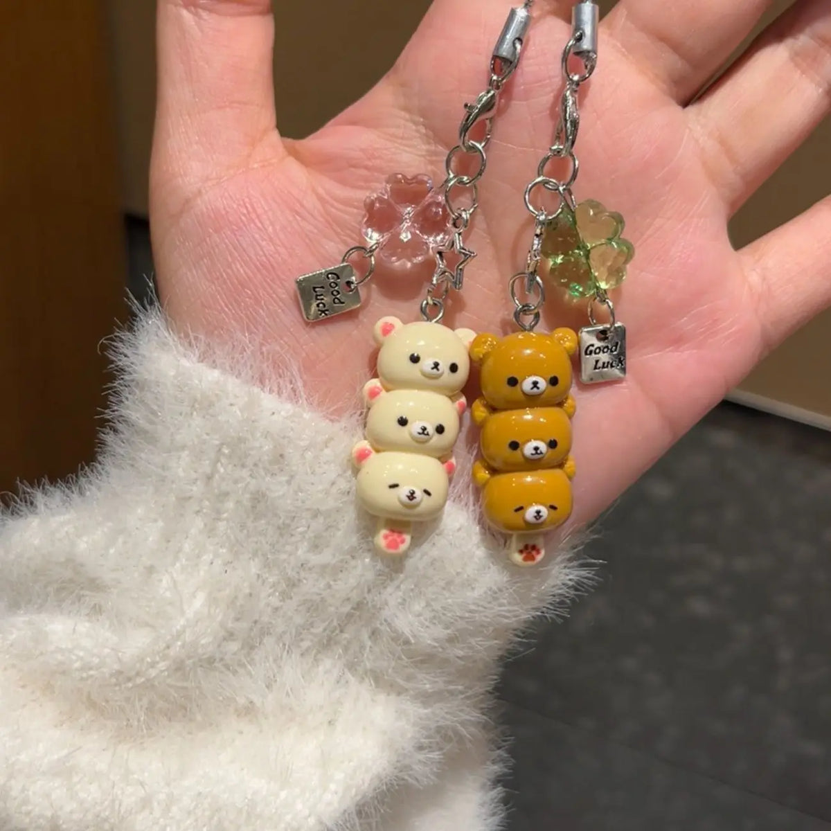 Cute Bear Phone Charm Keychain Pendant for Keys, Bags & AirPods - Kawaii Anime Y2K