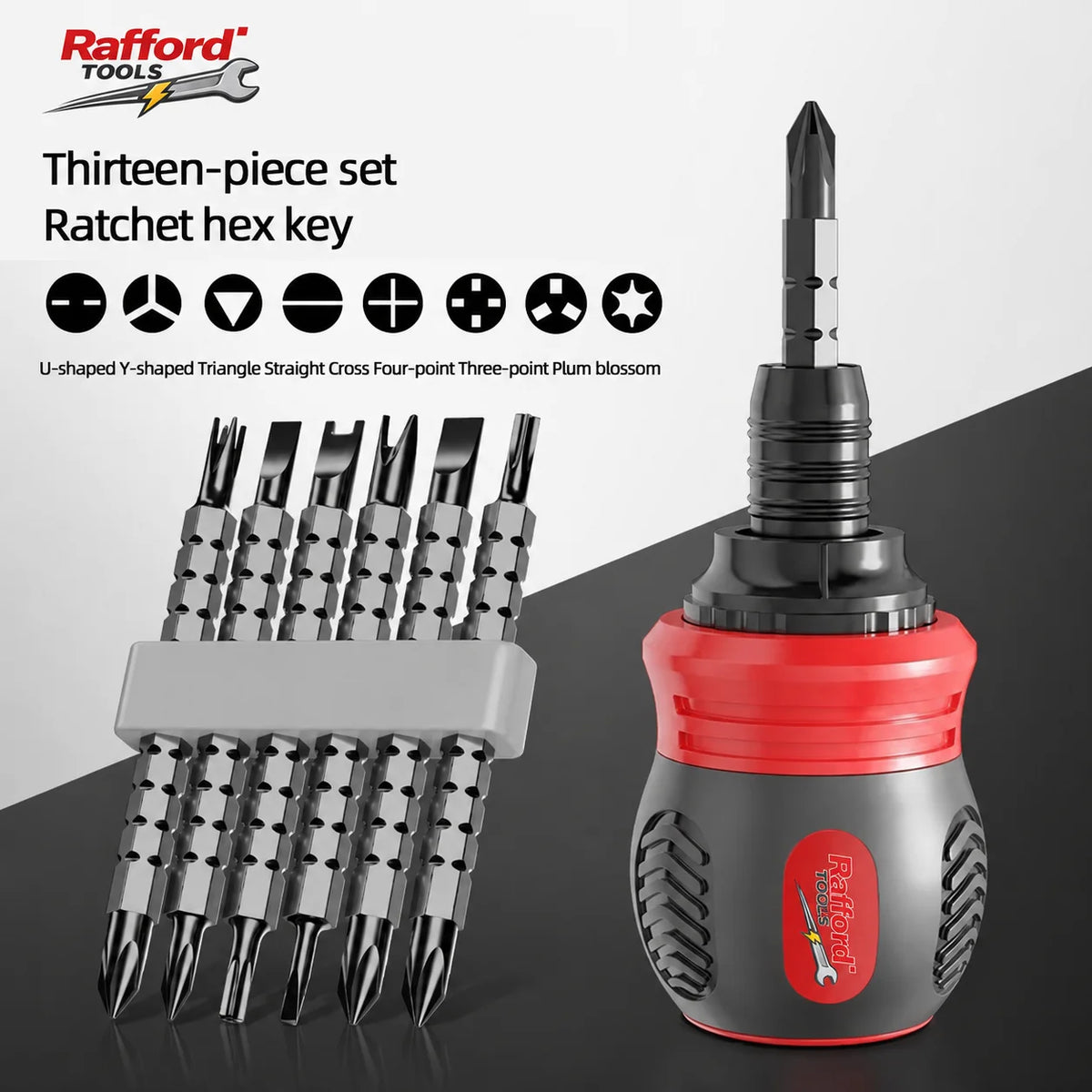 Rafford 13-in-1 Precision Ratchet Screwdriver Set CR-V Magnetic