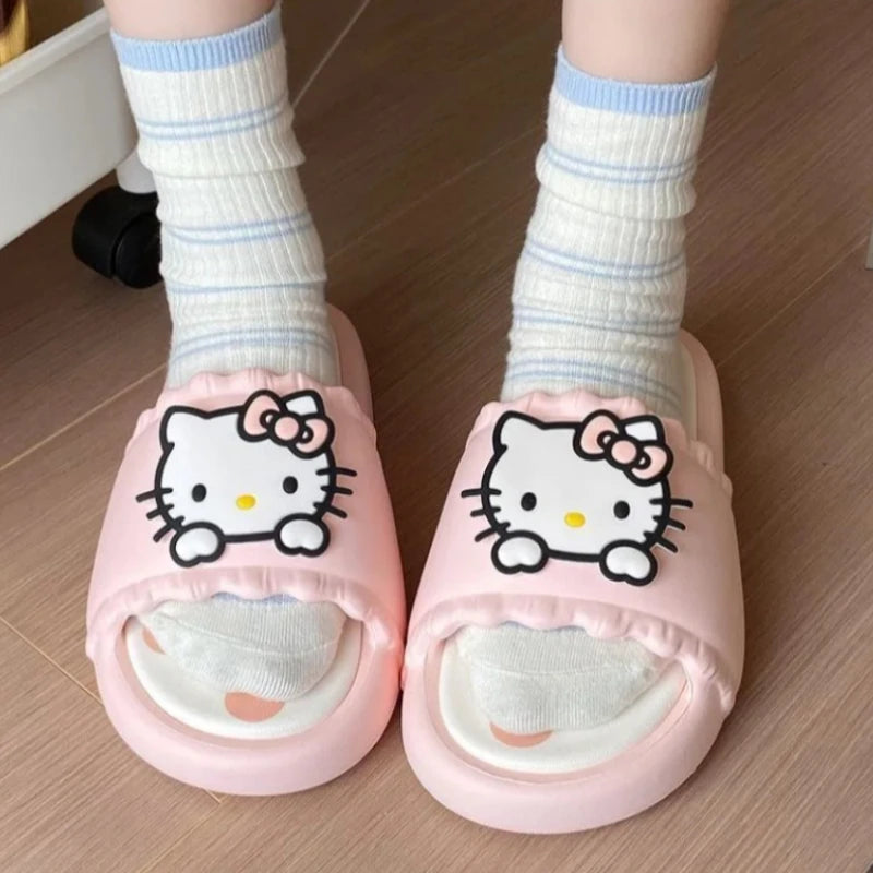 Hello Kitty Slippers - Cute Thick Sole Non-Slip Sanrio House Slippers