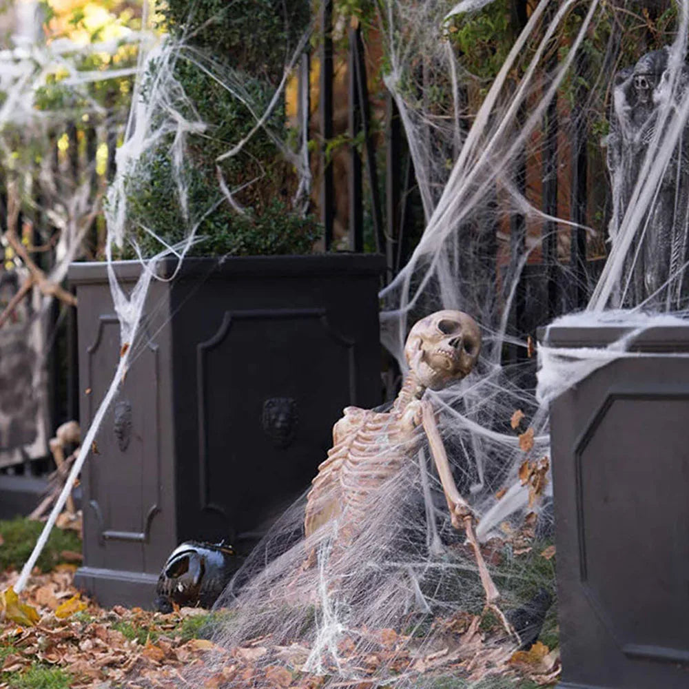 Halloween Spider Web Decoration Stretchy Cobweb with Spiders Gothic Haunted House Decor
