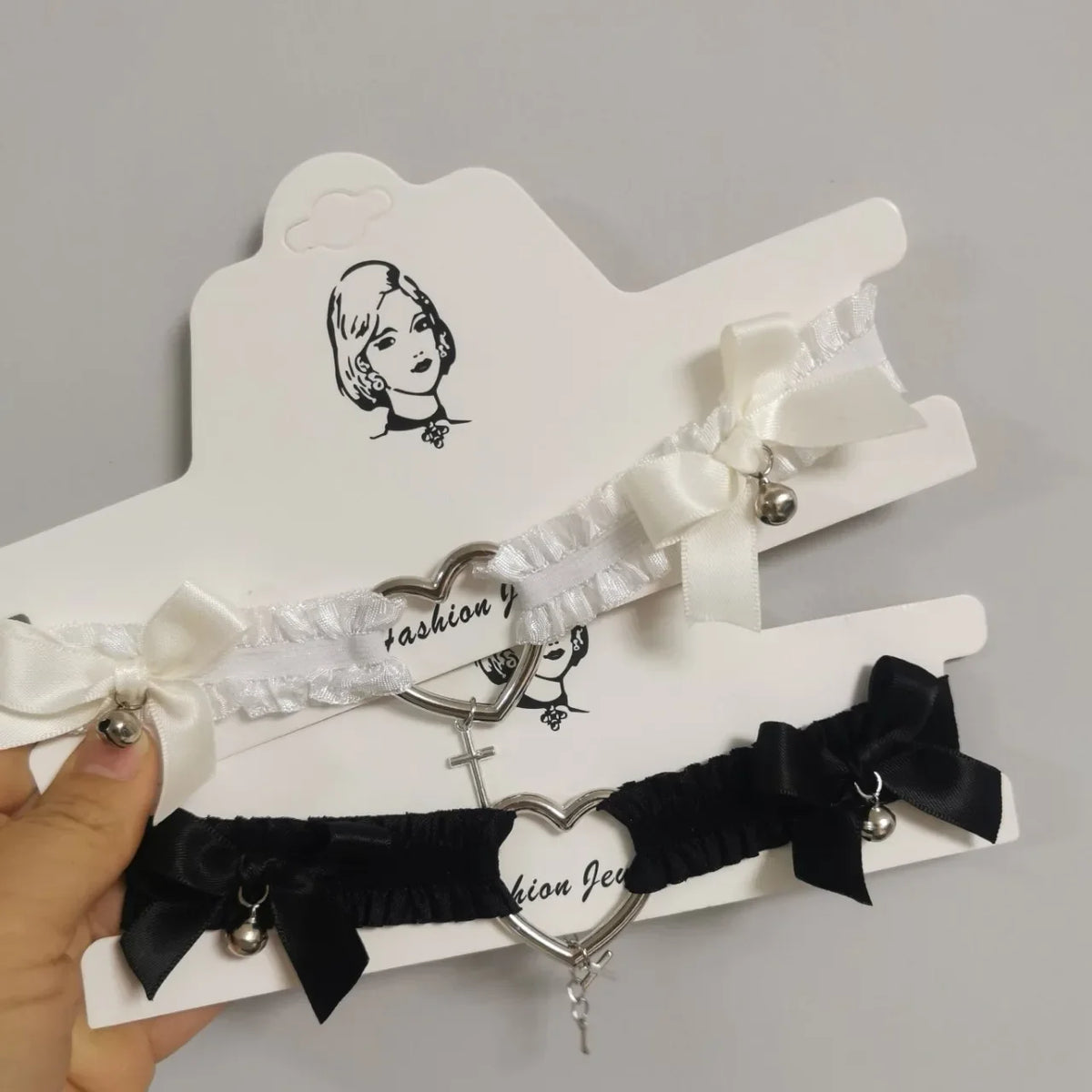 Gothic Lace Bow Garter Punk Heart Cross Choker Leg Ring Strap Women Lingerie