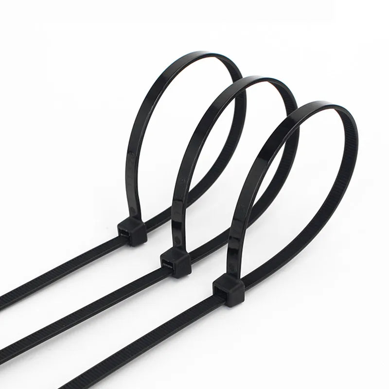 Self-Locking Nylon Cable Ties 100 PCS - Black Heavy Duty Zip Ties for Wire Management