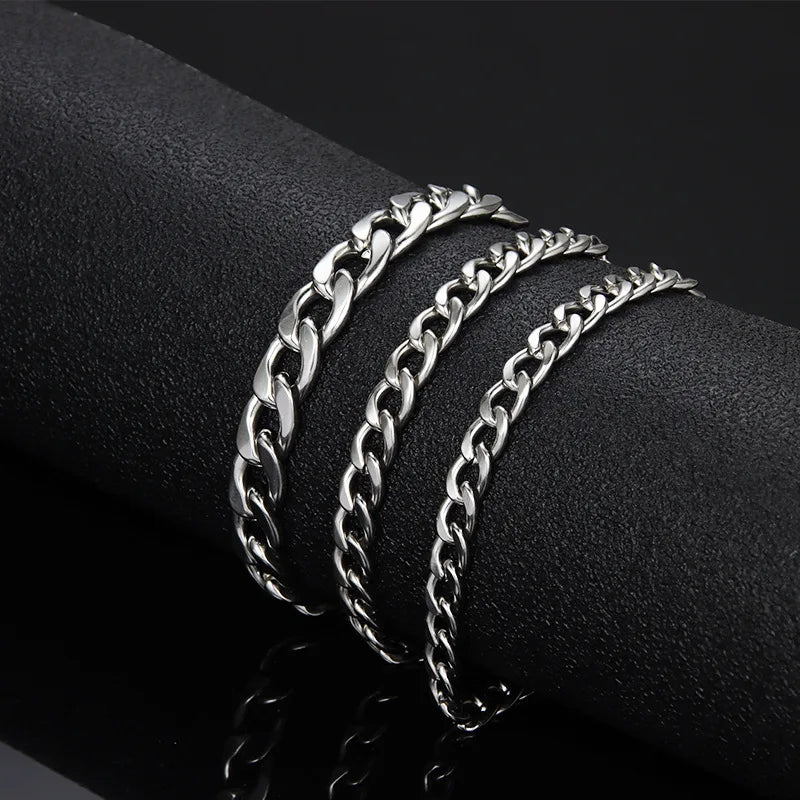 316L Stainless Steel Cuban Chain Bracelet and Necklace Set for Men – Gold and Silver Y2K Gothic Jewelry
