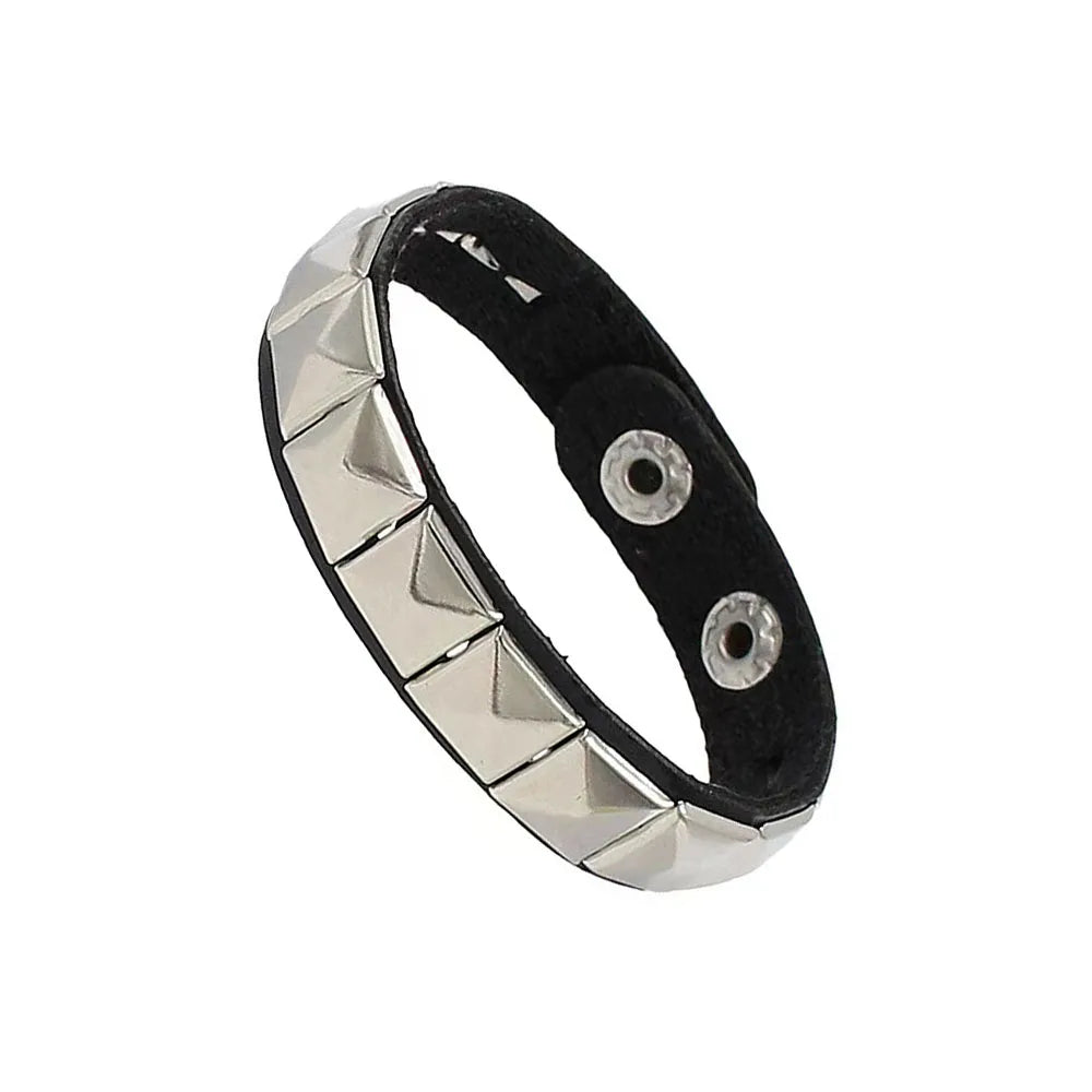 Punk Dark PU Leather Layered Wrap Bracelet for Women and Men – Gothic Chain Hip Hop Rock Jewelry