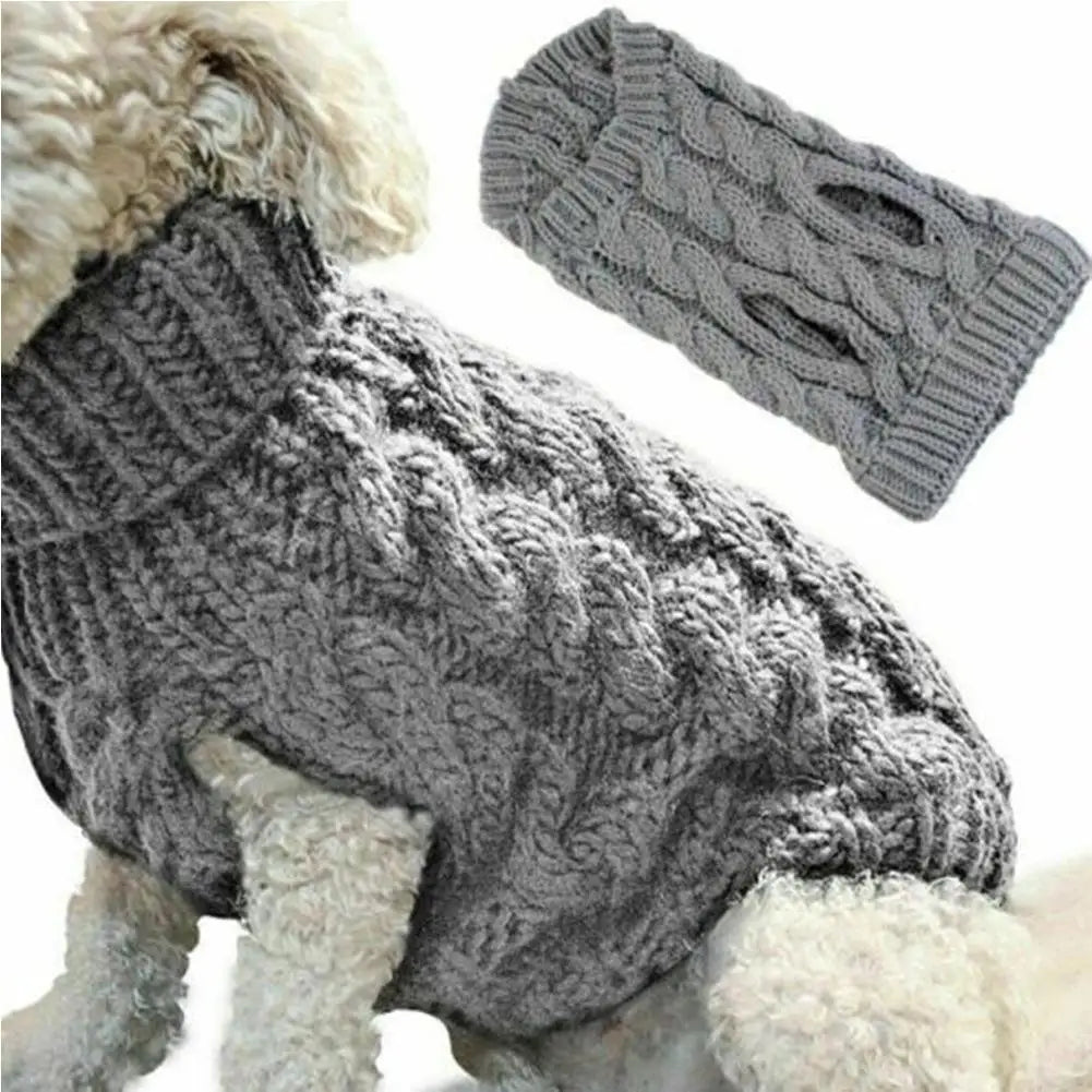 Knitted Turtleneck Pet Sweater Winter Dog Cat Costume Clothes