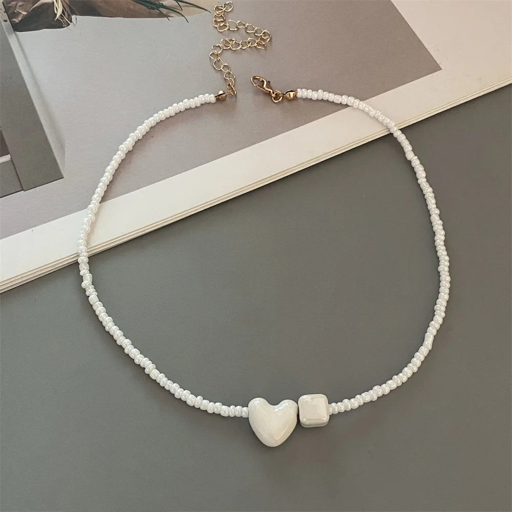 Cute Geometric Seed Bead Choker Necklace - Trendy Gift for Women