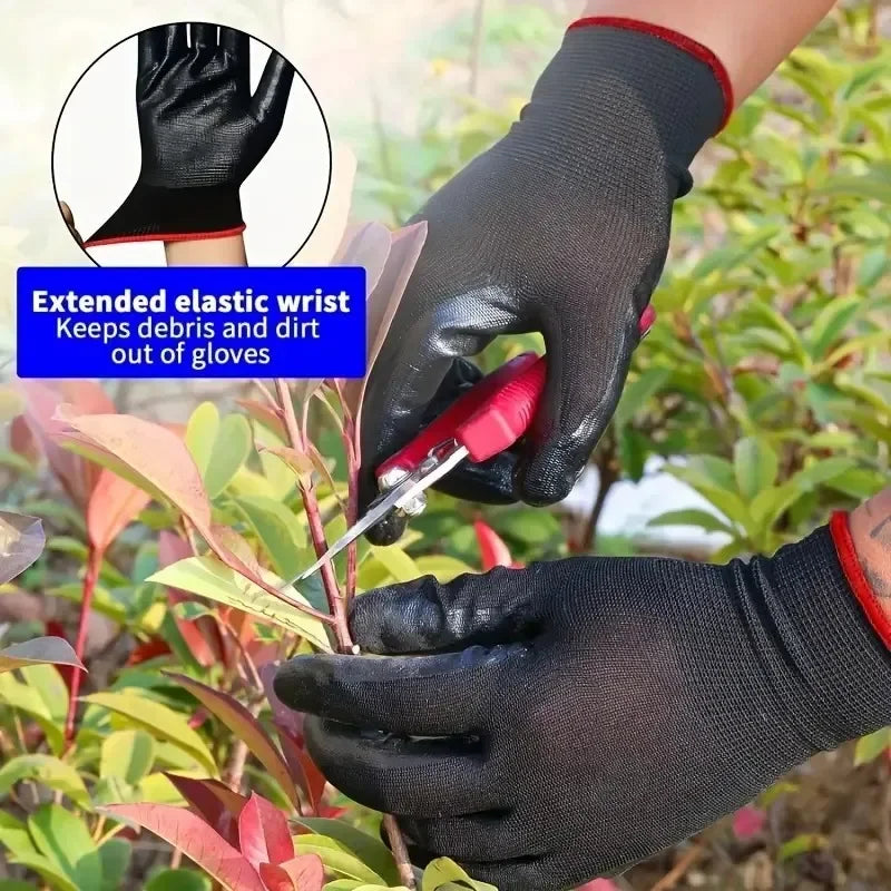 Nylon PU Coated Work Gloves, Non-Slip Gloves for Woodworking & DIY