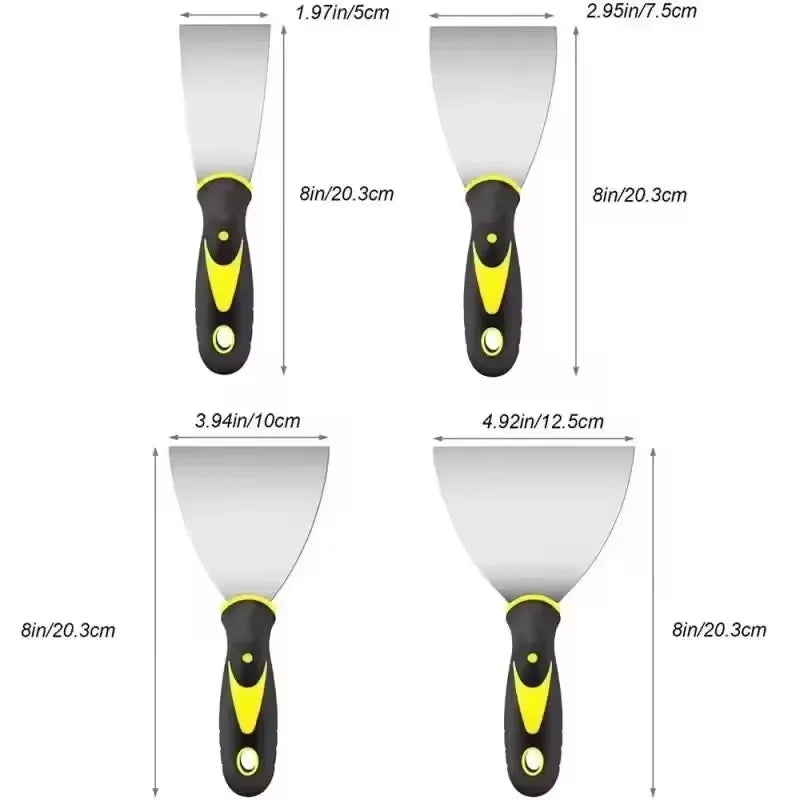 Stainless Steel Putty Knife Set, 2/3/4/5 Inch Scraper for Drywall, Paint & Plaster