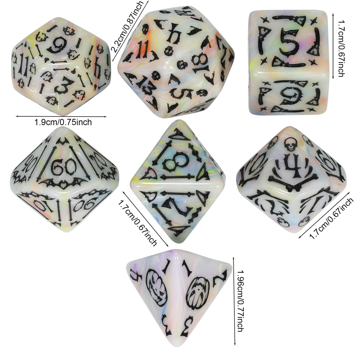 Halloween DND Dice Set 7-Piece Polyhedral RPG Dice D4-D20