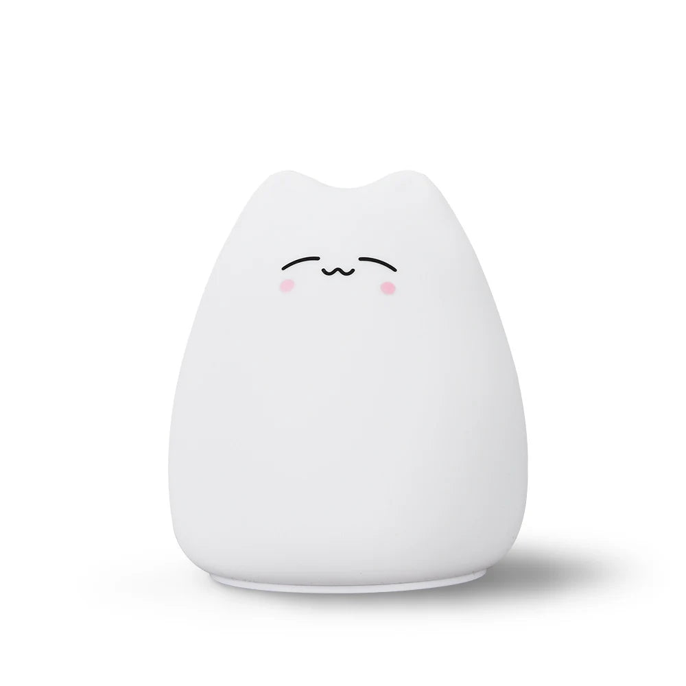 Mini Cat Touch Night Lamp Silicone LED Kids Bedside Nursery Light Gift