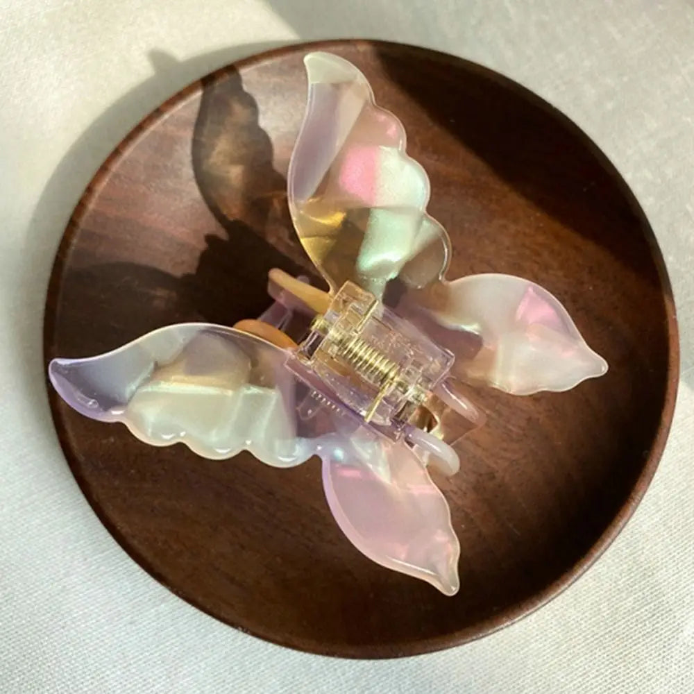French Retro Butterfly Hair Claw Clips – Acetate Back-of-Head Updo Hair Grabbers for Women