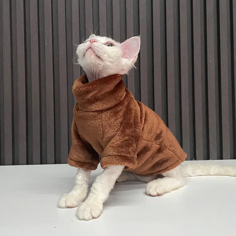 Sphynx Cat Sweater – Soft Hairless Cat Clothes Hoodie Jumpsuit Outfit