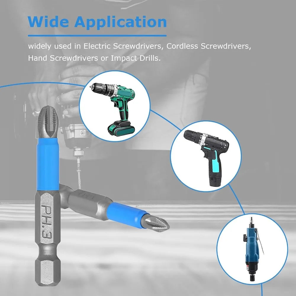 6-Piece Hexagonal Handle Phillips & Pozi Screwdriver Bit Set, 50mm