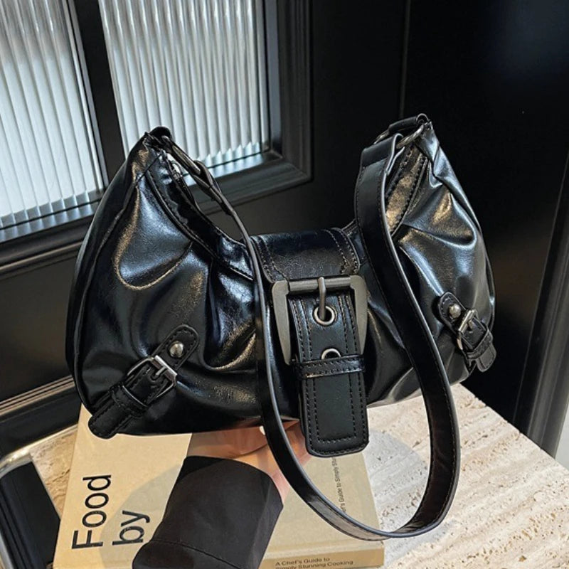 Y2K Retro Pleated Hobo Shoulder Bag for Women – Underarm Clutch Handbag