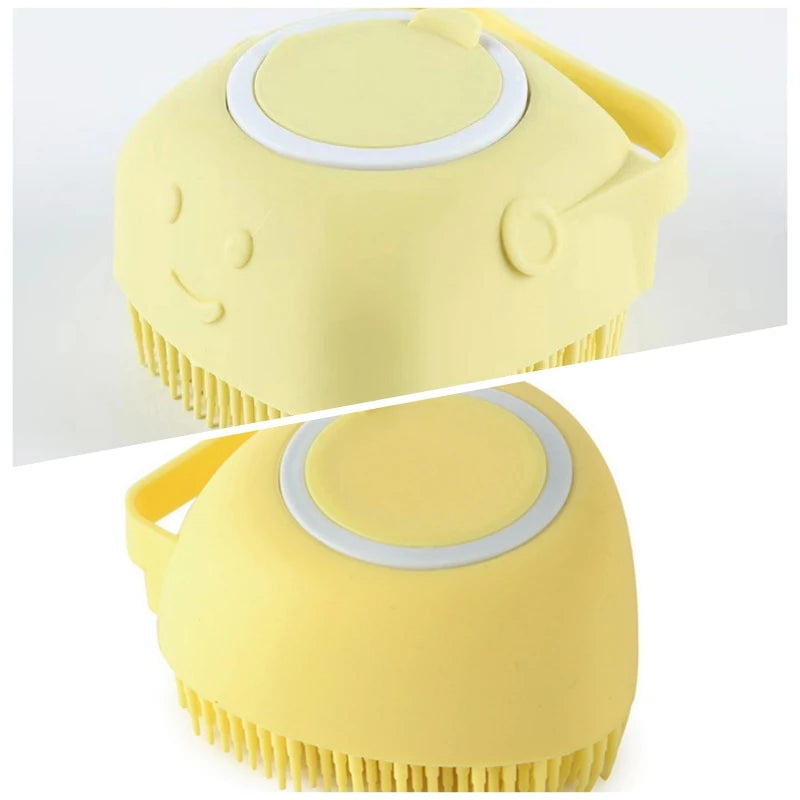 Soft Silicone Dog Bathing Brush - Pet Massage Shampoo Dispenser Grooming Tool