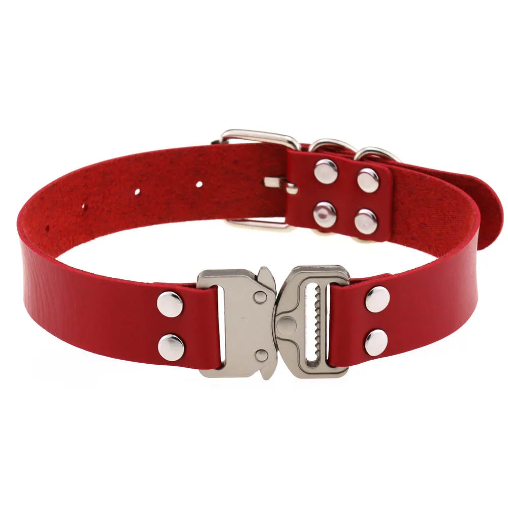 Gothic Harajuku Buckle Choker Necklace - PU Leather Eye-Splice Collar for Anime Cosplay Jewelry