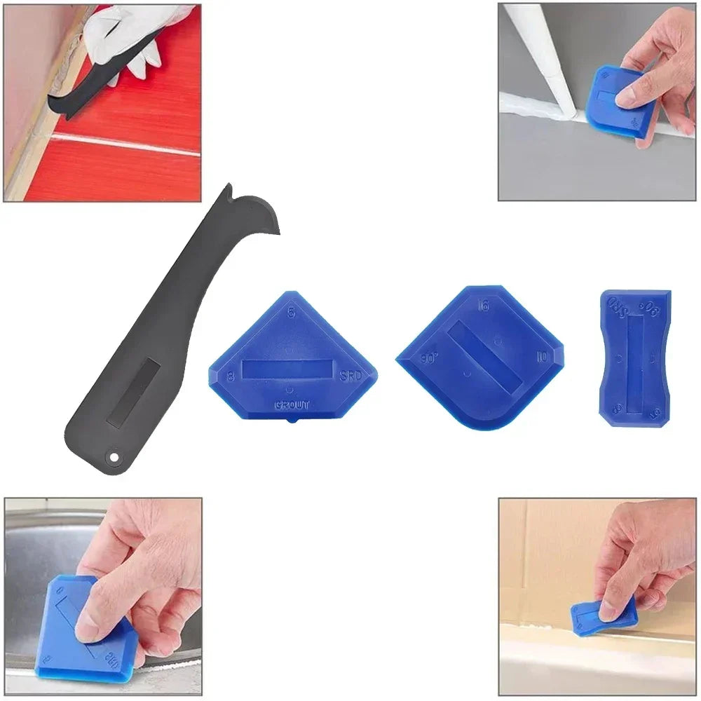 5-in-1 Silicone Caulking Scraper Tool Set - Sealant Smoother Kit