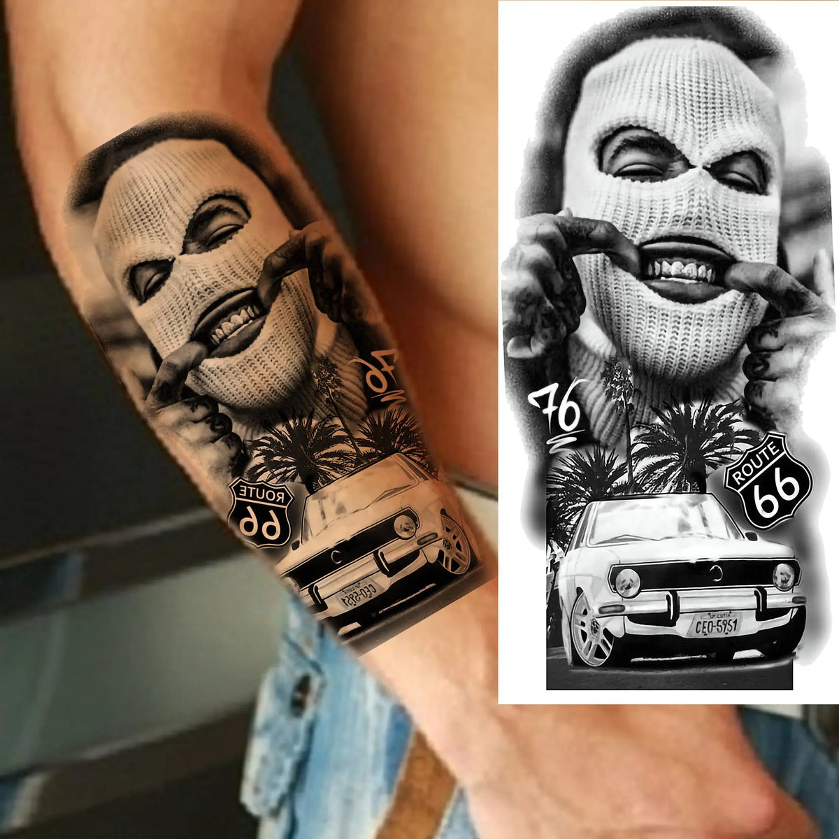 Full Arm Temporary Tattoo Sleeve, Waterproof Realistic Fake Tattoos for Men and Women