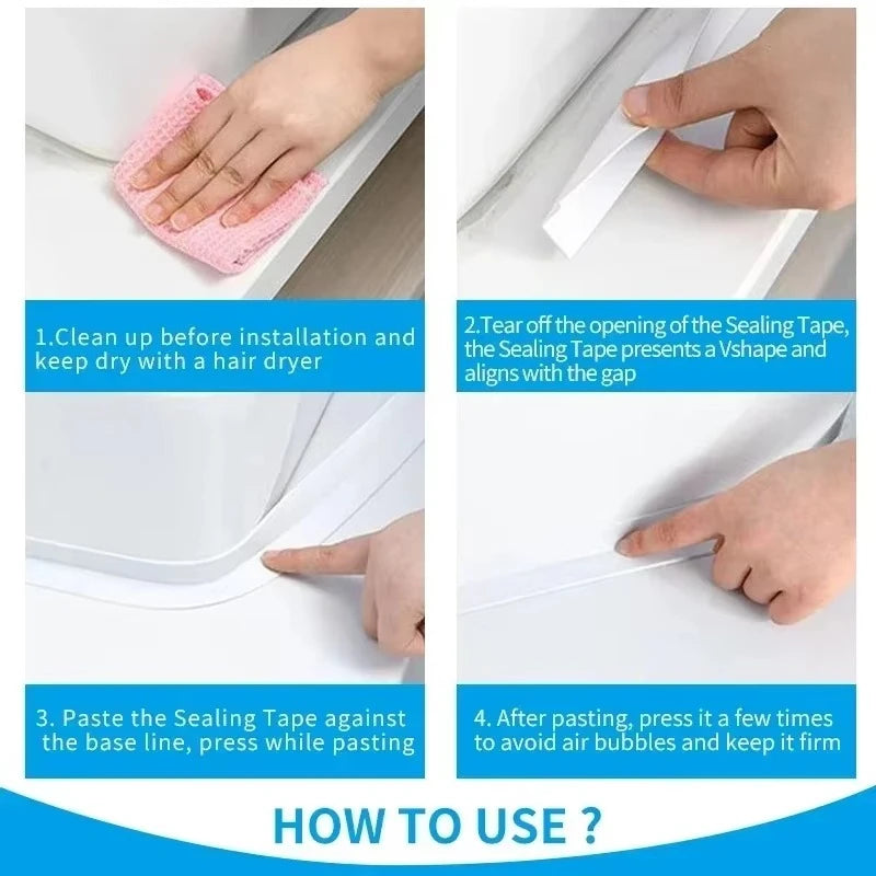 Waterproof PVC Sealing Tape – Self-Adhesive Caulk Strip for Sink, Bathtub, Toilet & Kitchen Gaps