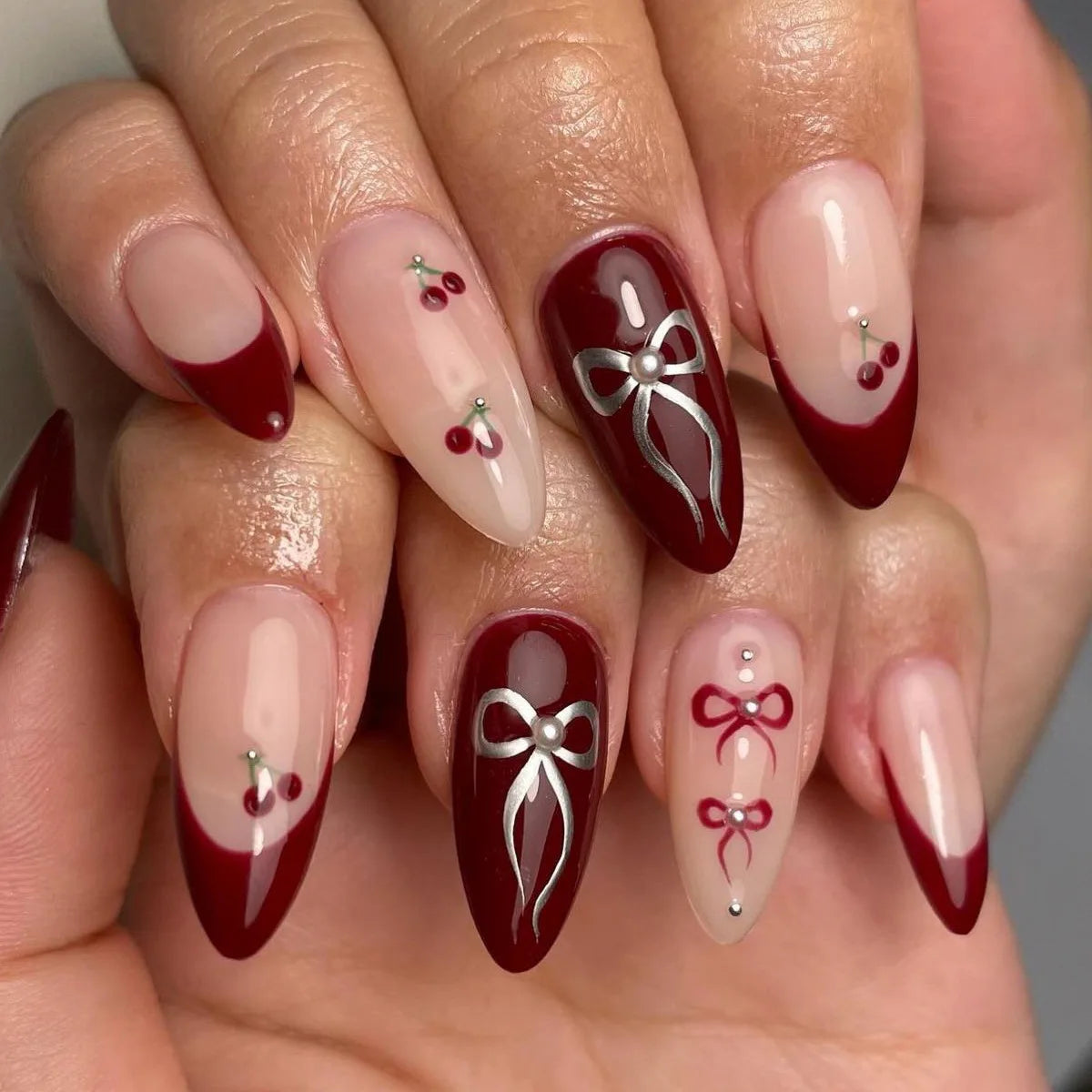 24Pcs Black Y2K Press On Nails, Diamond Butterfly Halloween Long Almond Tips