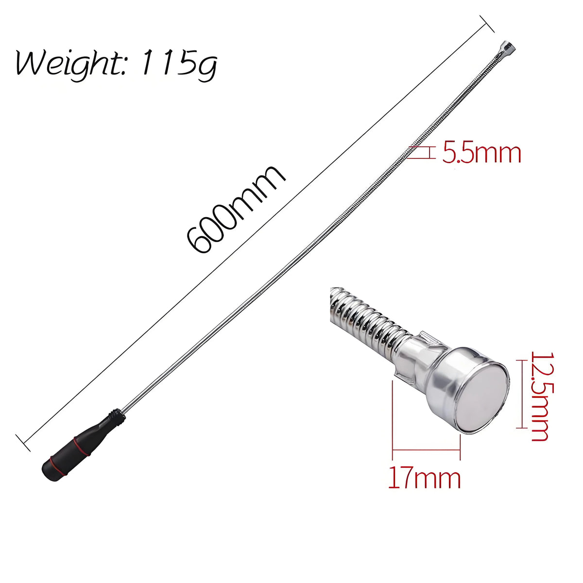 Flexible Magnetic Pickup Tool - Bendable Magnet Rod for Auto Repair & Sink Drain