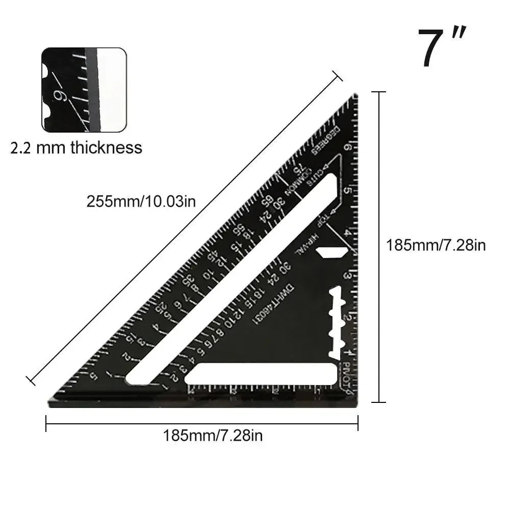 Aluminum Speed Square Ruler 7 Inch – Carpentry Layout & Angle Tool