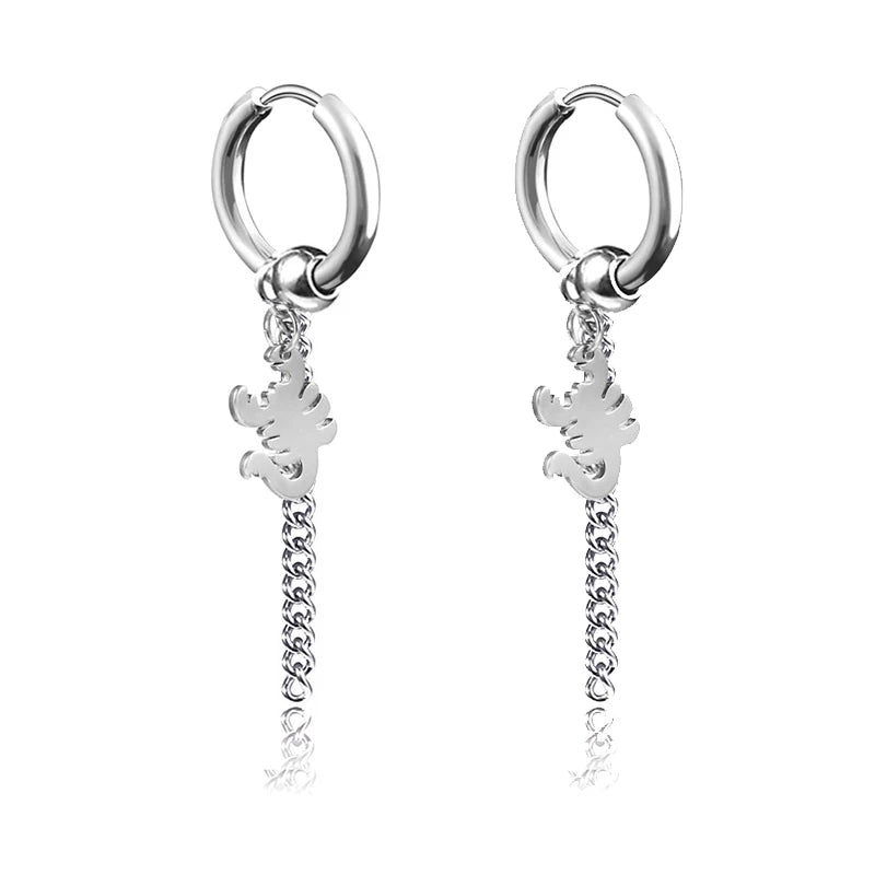 Punk Gothic Stainless Steel Drop Earrings Studs for Women Men - Hip Hop Rock Ear Jewelry