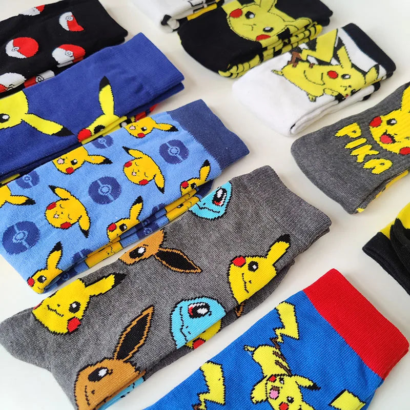 Pokémon Long Crew Socks – Pikachu, Eevee & Gengar Anime Cartoon Harajuku Athletic Socks