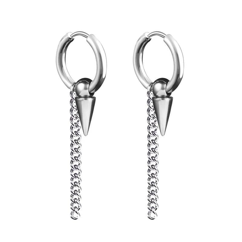 Punk Gothic Stainless Steel Drop Earrings Studs for Women Men - Hip Hop Rock Ear Jewelry