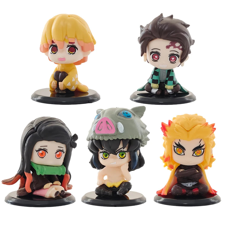 Q Version Demon Slayer Sitting Ghost Doll Figure - Tanjiro Nezuko Inosuke Zenitsu Anime Model Toy