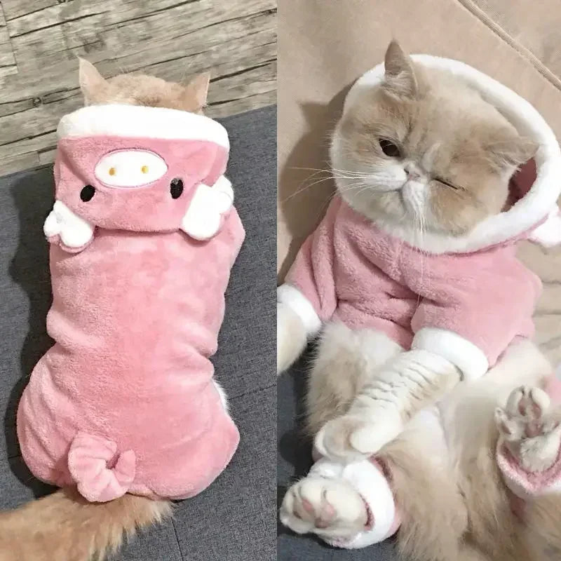 Winter Pet Jumpsuit for Small Dogs & Cats – Warm Plush Cartoon Animal Costume Onesie