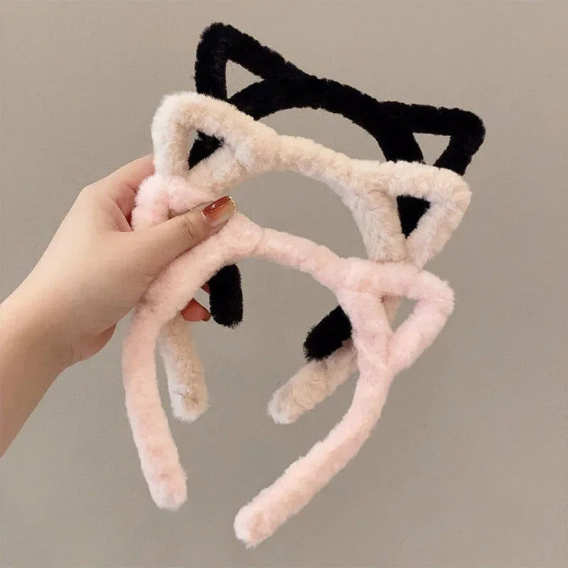 Plush Cat Ear Headband for Women & Girls – Kawaii Soft Cat Ears Hair Band, Cute Cosplay Hair Accessory