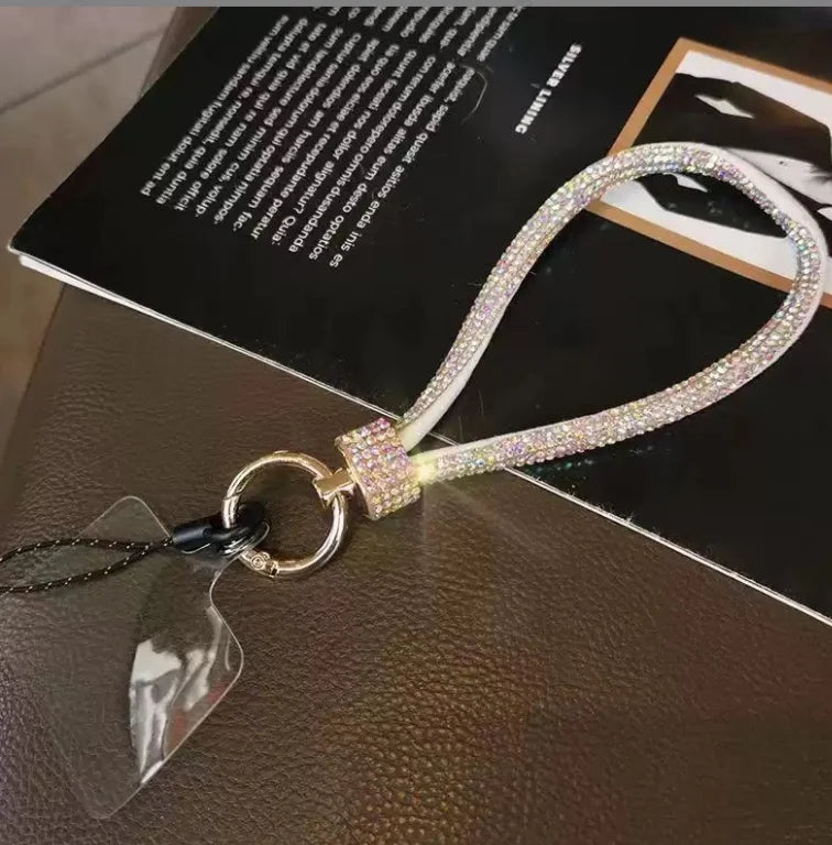 Rhinestone Phone Lanyard – Bling Crystal Wrist Strap & Phone Charm Chain for Women