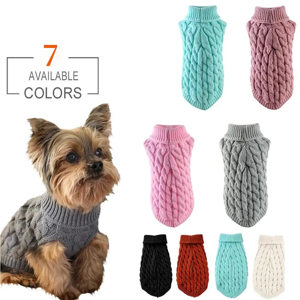 Knitted Turtleneck Pet Sweater Winter Dog Cat Costume Clothes