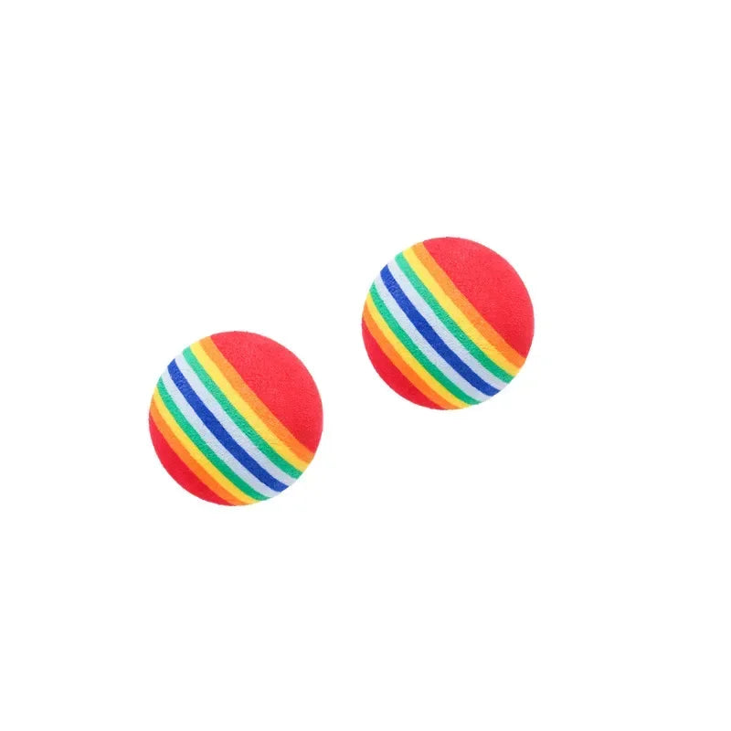 Rainbow Cat Toy Balls - Interactive Rattle Scratch Chew Balls for Cats and Dogs