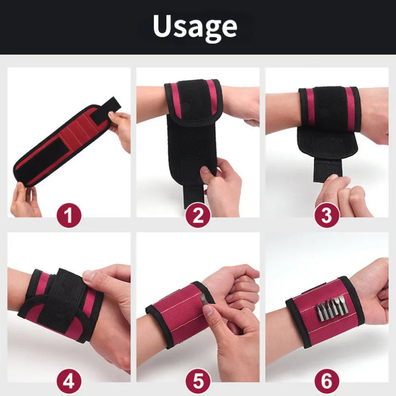Magnetic Wristband for Screws, Nails & Drill Bits - Hands-Free Tool Holder Wrist Band