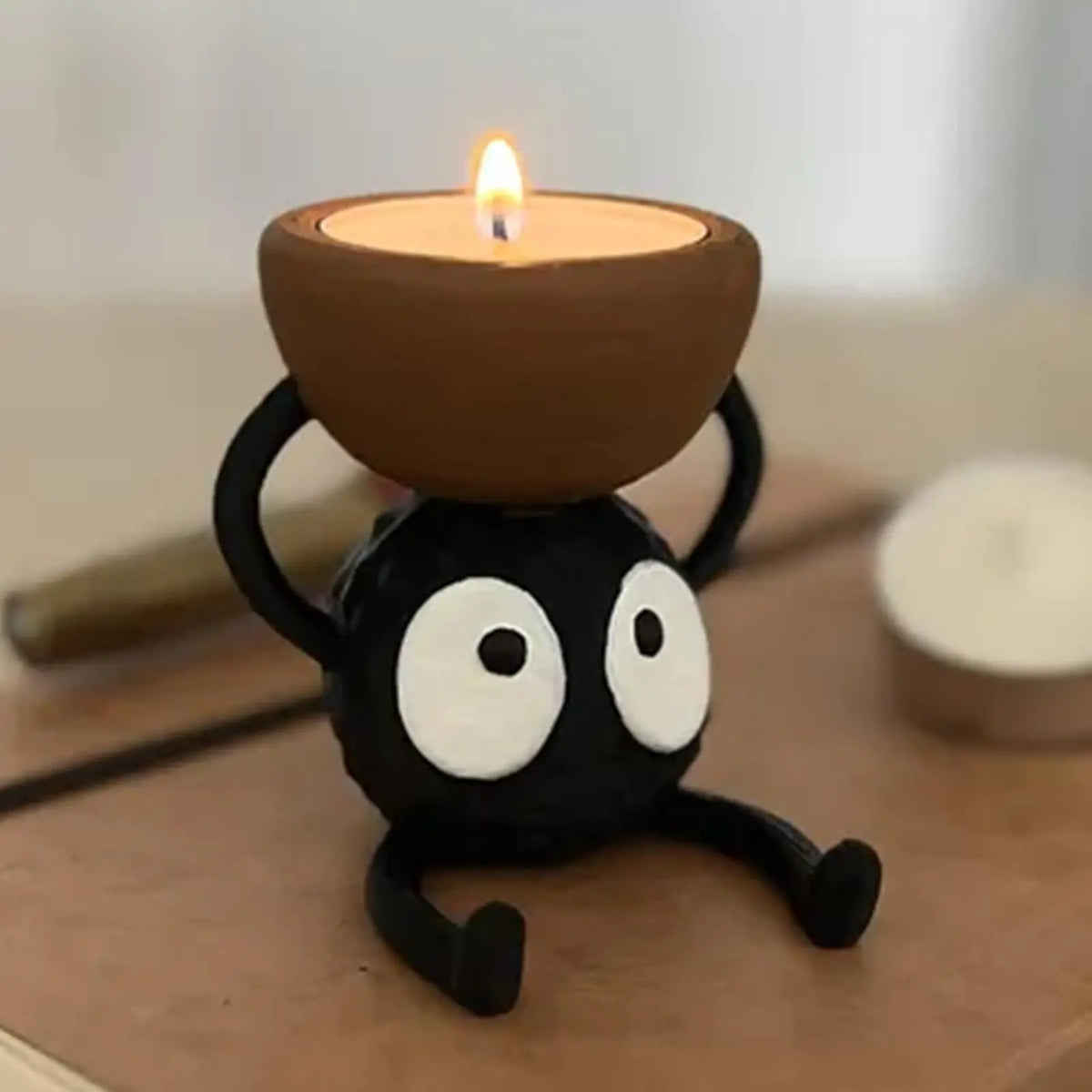 Cute Candlestick Holder – 3D Printed Tea Light Candle Stand for Briquette & Small Candles, Cozy Home Decor