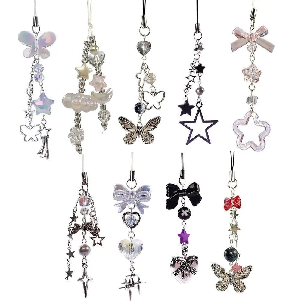 Y2K Butterfly Phone Charm Strap - Cute Phone Lanyard & Bag Pendant