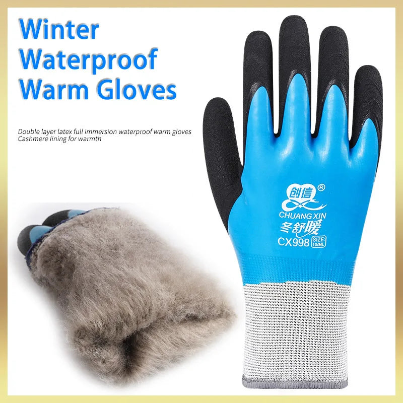 Waterproof Thermal Work Gloves, Winter Anti-Slip Garden & Builder Gloves