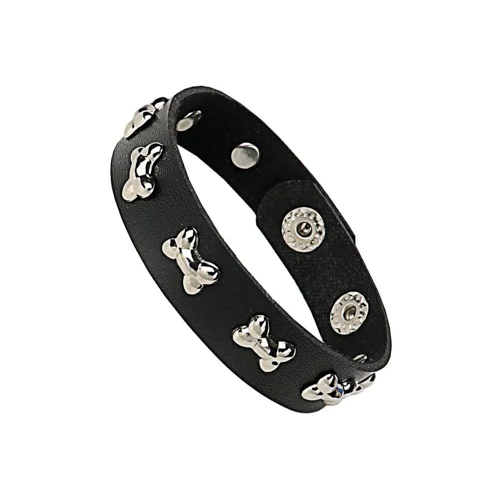 Punk Dark PU Leather Layered Wrap Bracelet for Women and Men – Gothic Chain Hip Hop Rock Jewelry