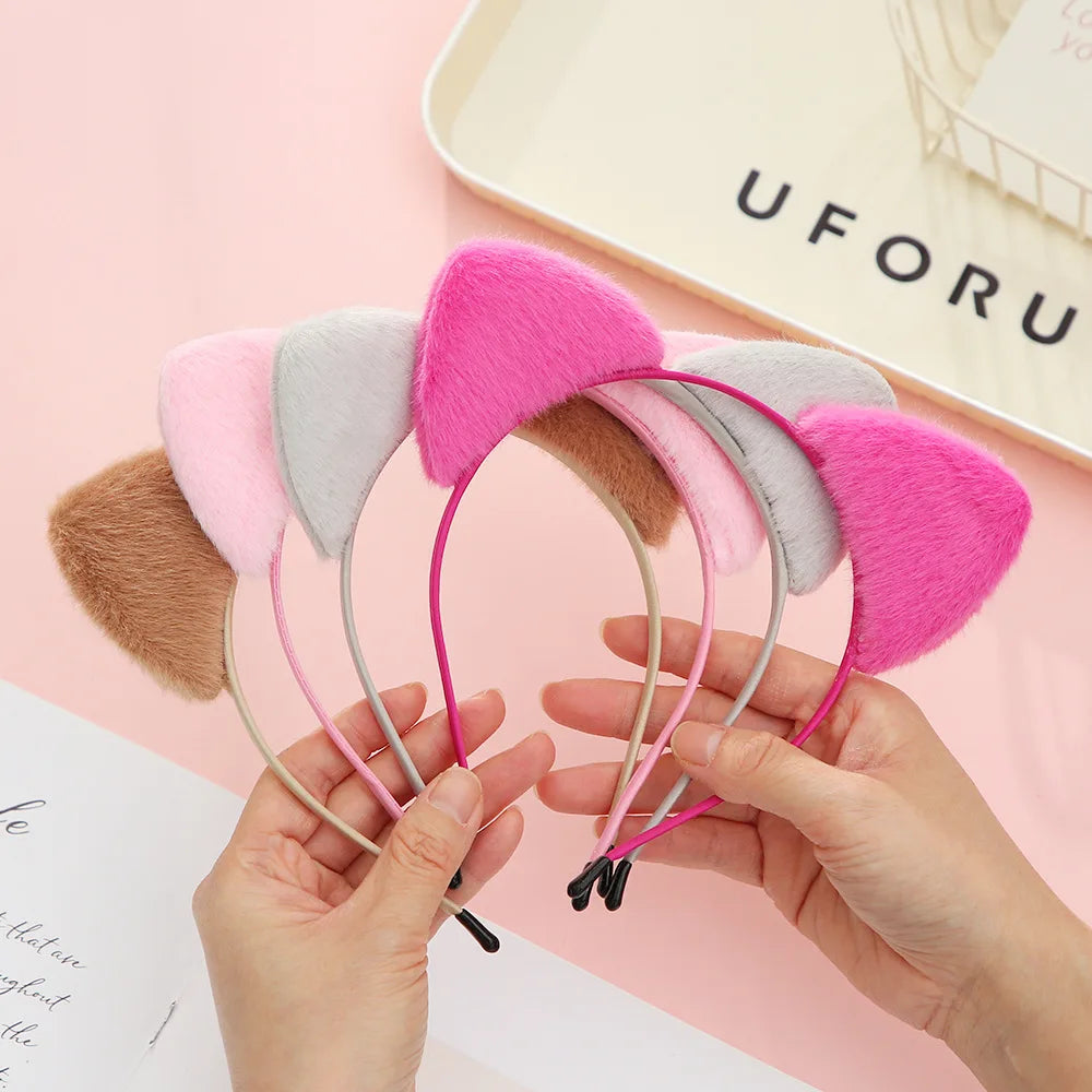Cute Furry Cat Ears Headband – Cosplay Fancy Dress Hairband for Women & Girls