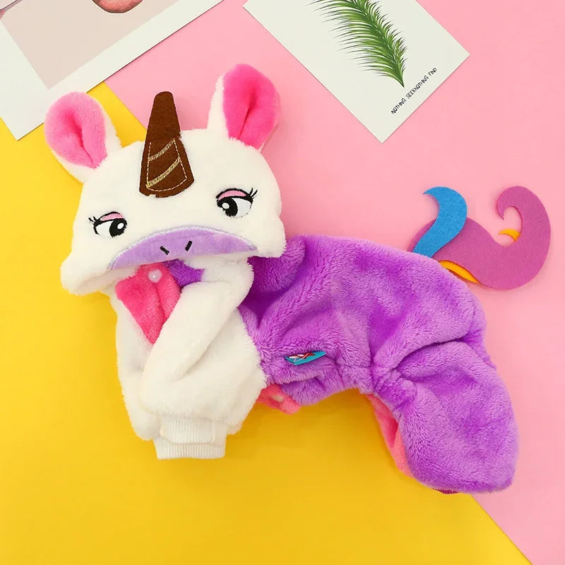 Plush Dinosaur Pajama Jumpsuit for Cats & Small Dogs – Cozy Winter Costume