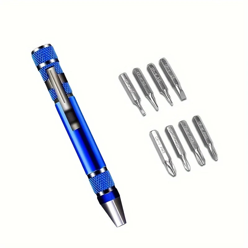 8-in-1 Screwdriver Pen, Multi-Bit Aluminum Pocket Tool for Home Repairs