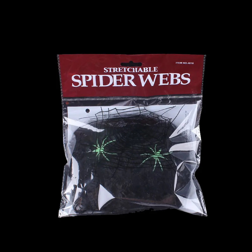 Halloween Spider Web Decoration Stretchy Cobweb with Spiders Gothic Haunted House Decor